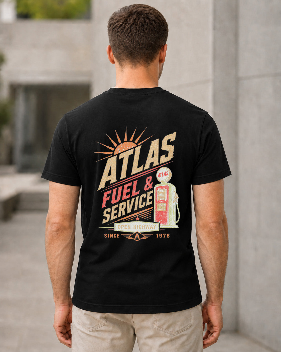 Atlas T-Shirt – Bio-Baumwolle Shirt Schwarz, Rückenprint