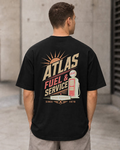 Atlas T-Shirt – Heavyweight Oversize Shirt Schwarz, Rückenprint