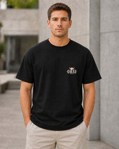Backroads T-Shirt – Heavyweight Oversize Shirt Schwarz, Frontansicht
