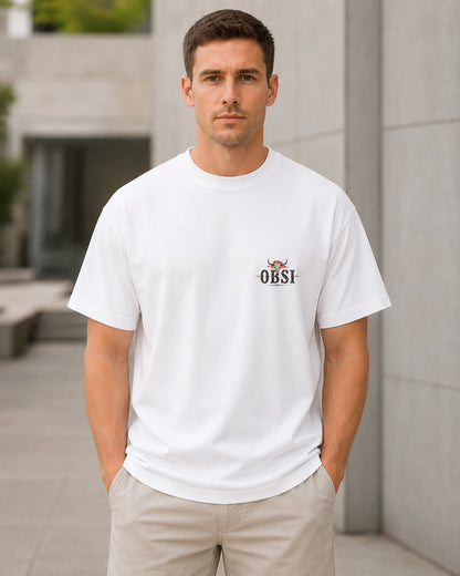 Backroads T-Shirt – Heavyweight Oversize Shirt Weiss, Frontansicht