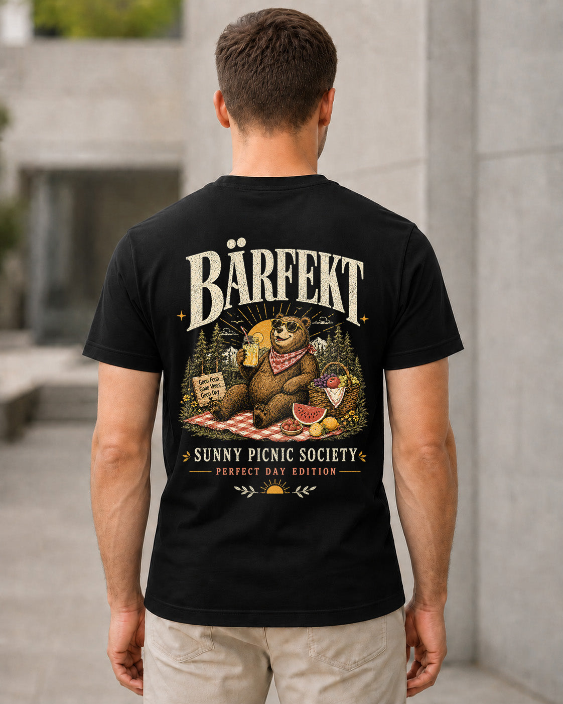 Bärfekt T-Shirt – Bio-Baumwolle Shirt Schwarz, Rückenprint
