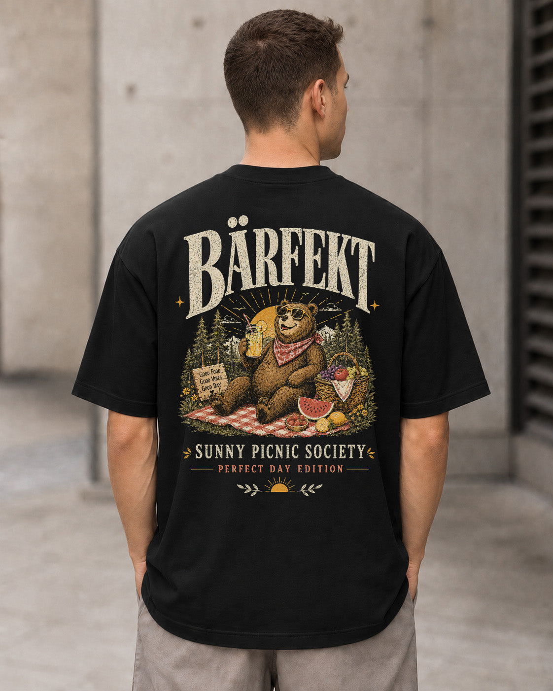 Bärfekt T-Shirt – Heavyweight Oversize Shirt Schwarz, Rückenprint