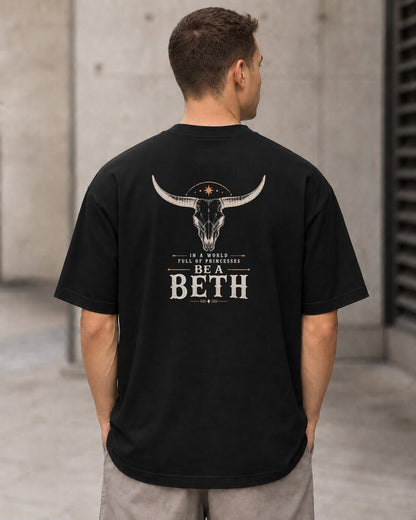 Be A Beth T-Shirt – Heavyweight Oversize Shirt Schwarz, Rückenprint