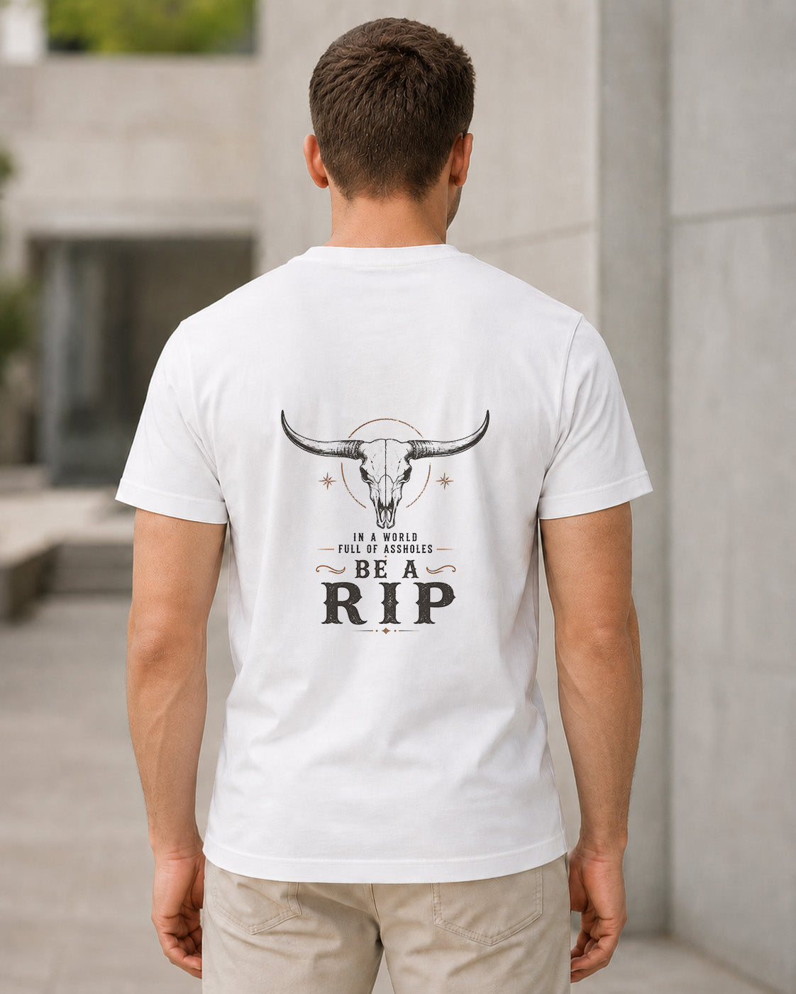 Be A Rip T-Shirt – Bio-Baumwolle Shirt Weiss, Rückenprint