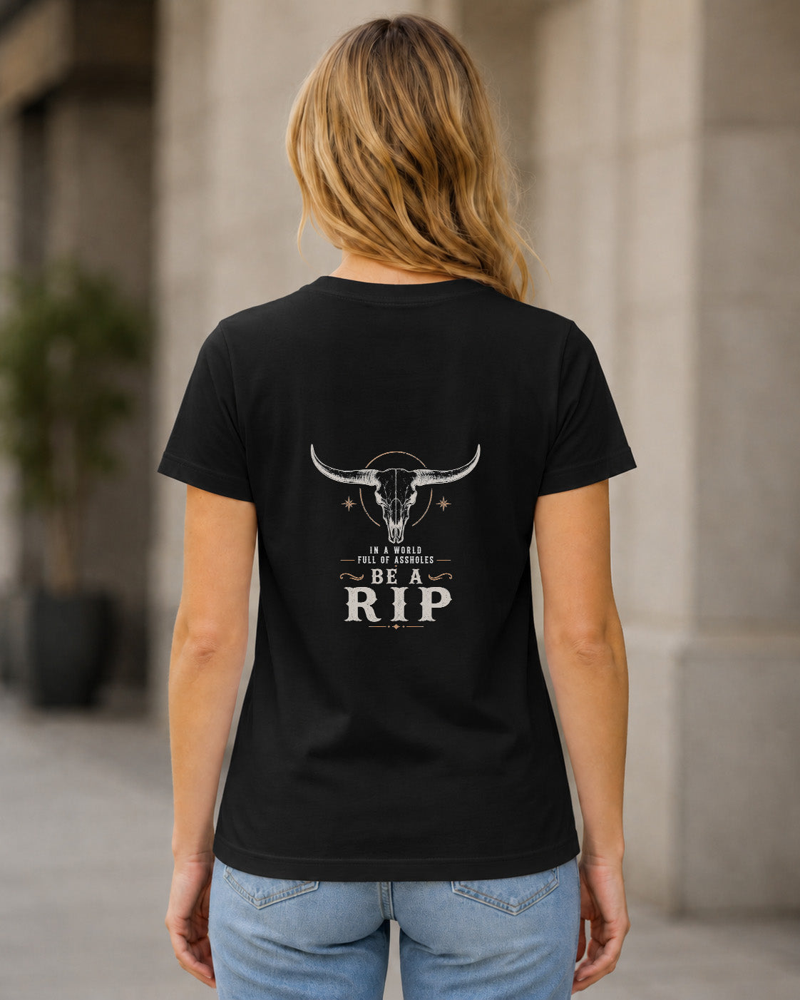 Be A Rip T-Shirt – Frauen Shirt Schwarz, Rückenprint