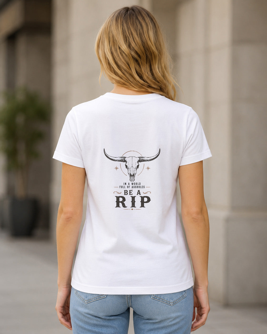 Be A Rip T-Shirt – Frauen Shirt Weiss, Rückenprint