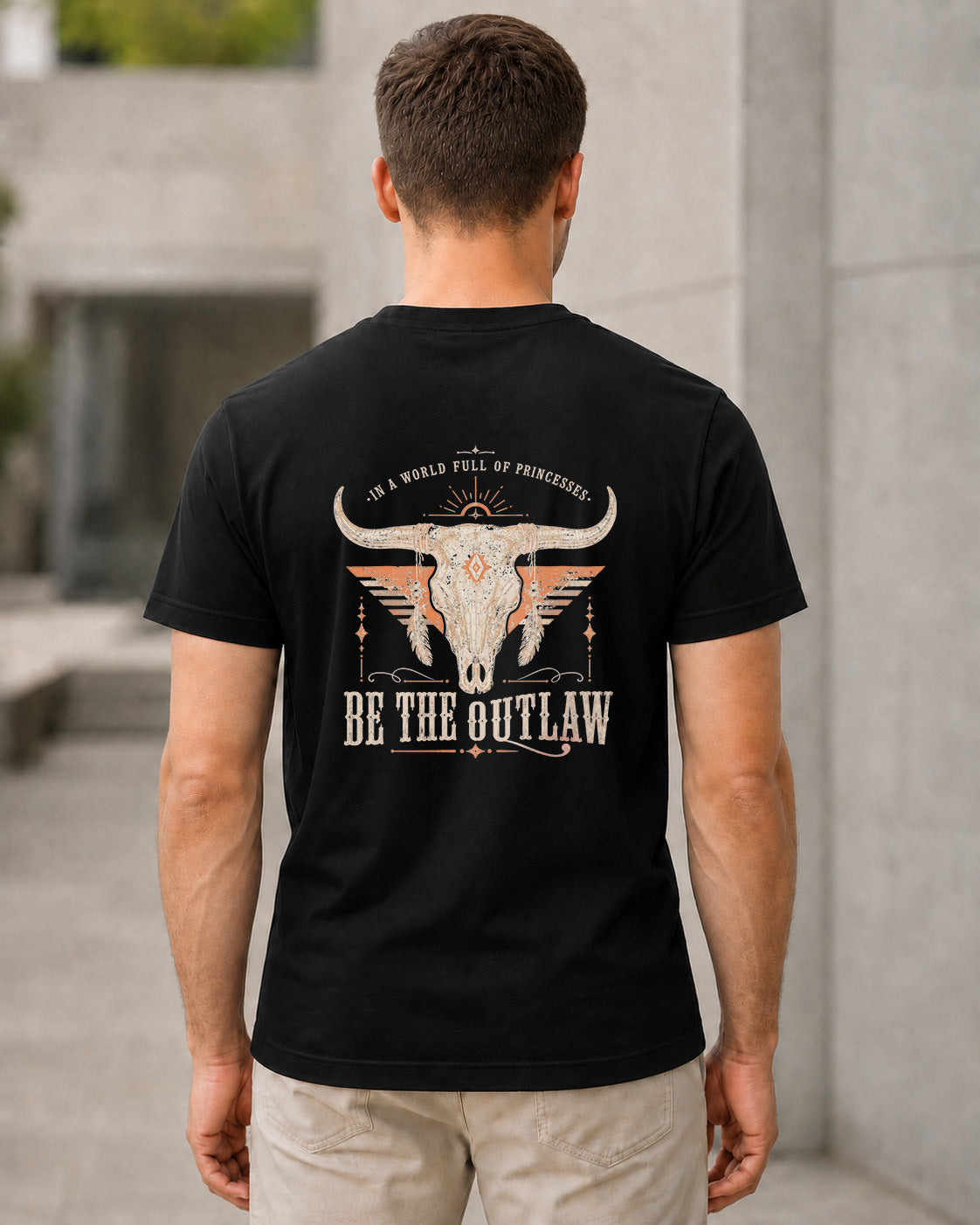 Be The Outlaw T-Shirt – Bio-Baumwolle Shirt Schwarz, Rückenprint