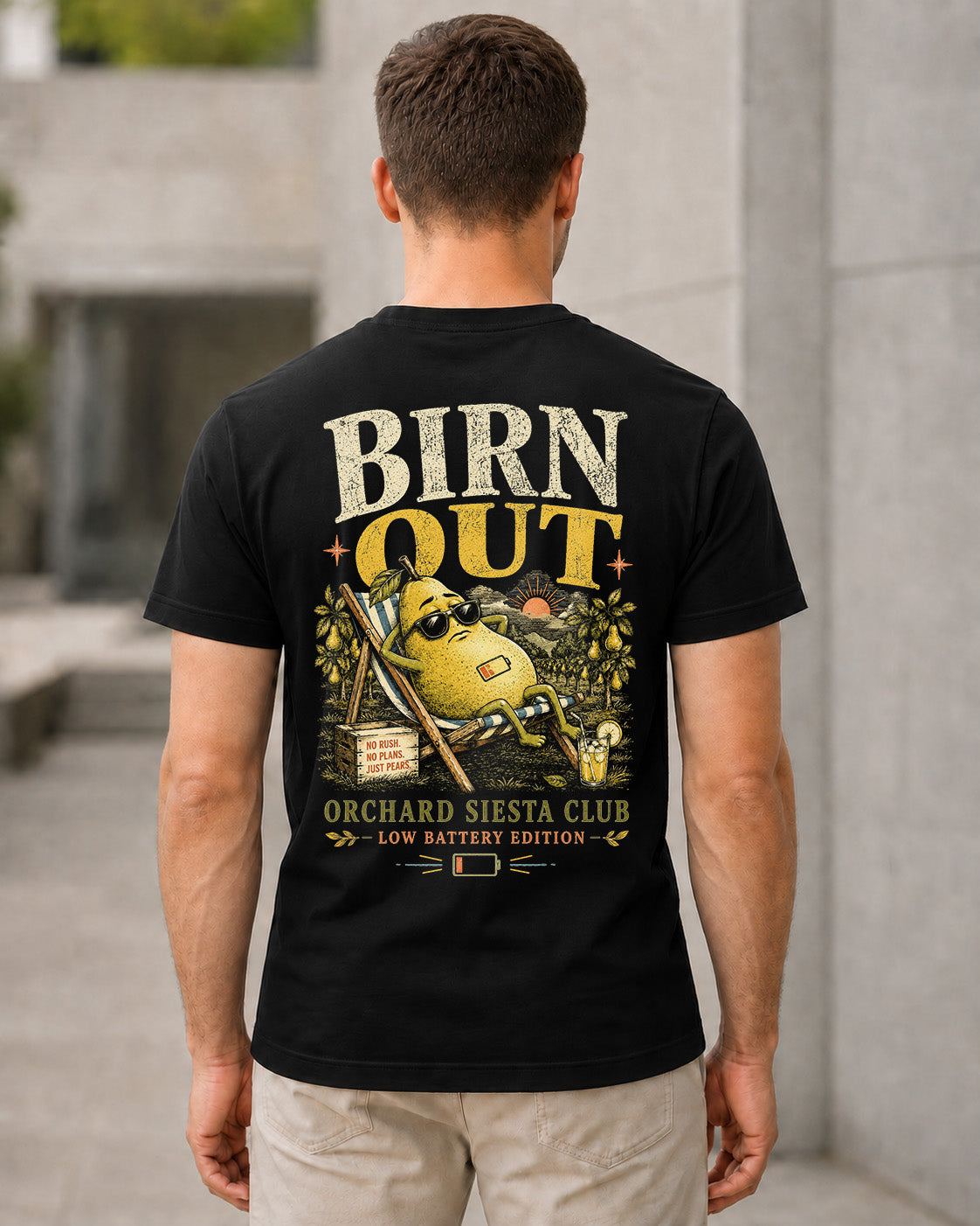 Birn Out T-Shirt – Bio-Baumwolle Shirt Schwarz, Rückenprint