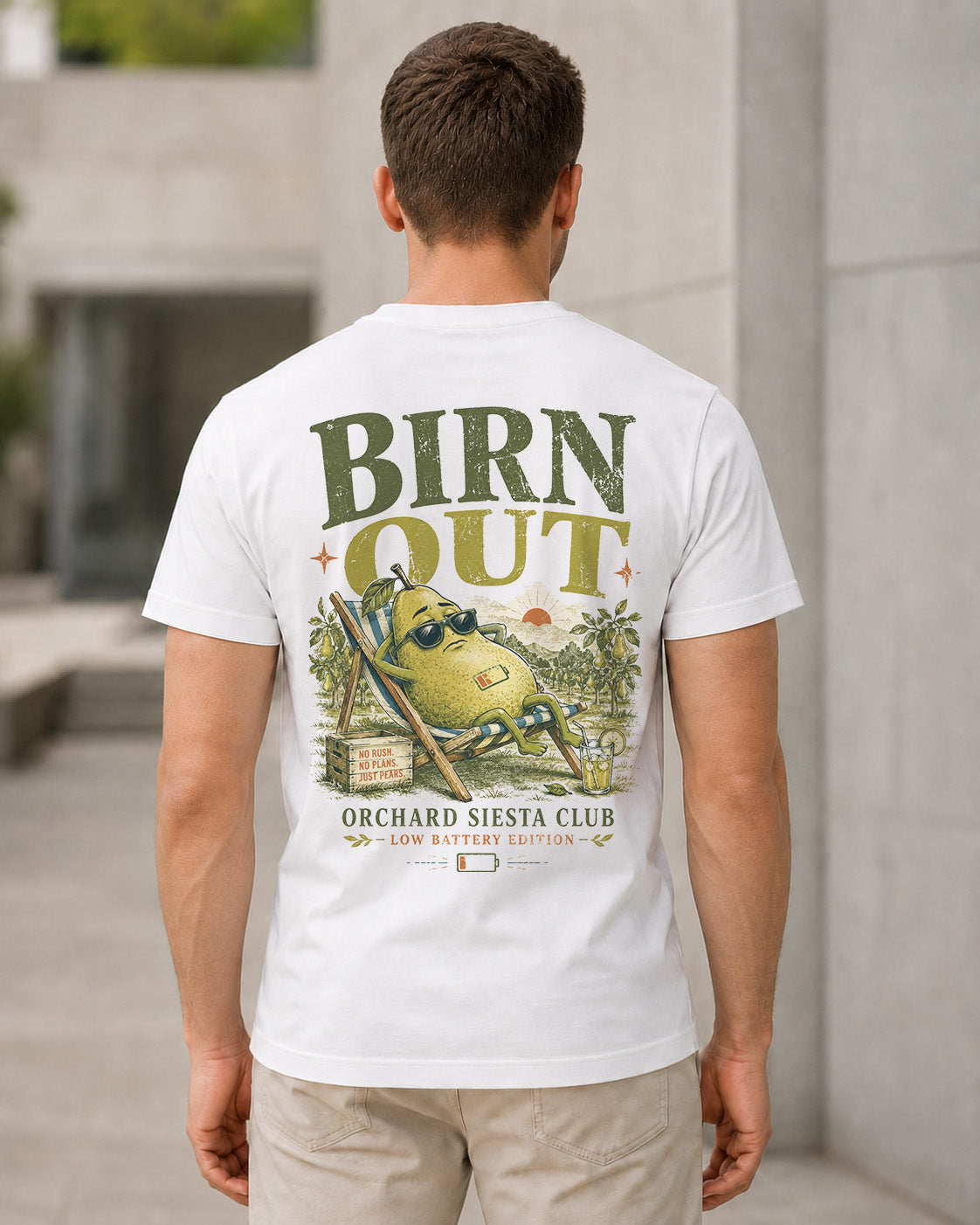 Birn Out T-Shirt – Bio-Baumwolle Shirt Weiss, Rückenprint