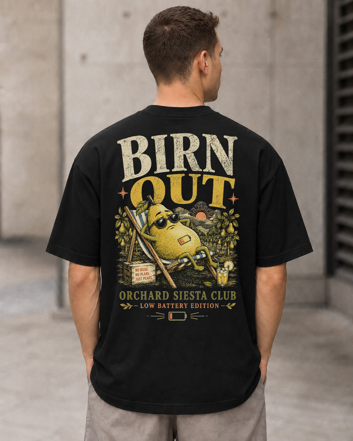 Birn Out T-Shirt – Heavyweight Oversize Shirt Schwarz, Rückenprint