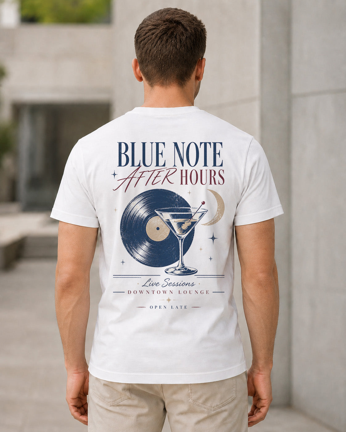 Blue Note After Hours T-Shirt – Bio-Baumwolle Shirt Weiss, Rückenprint