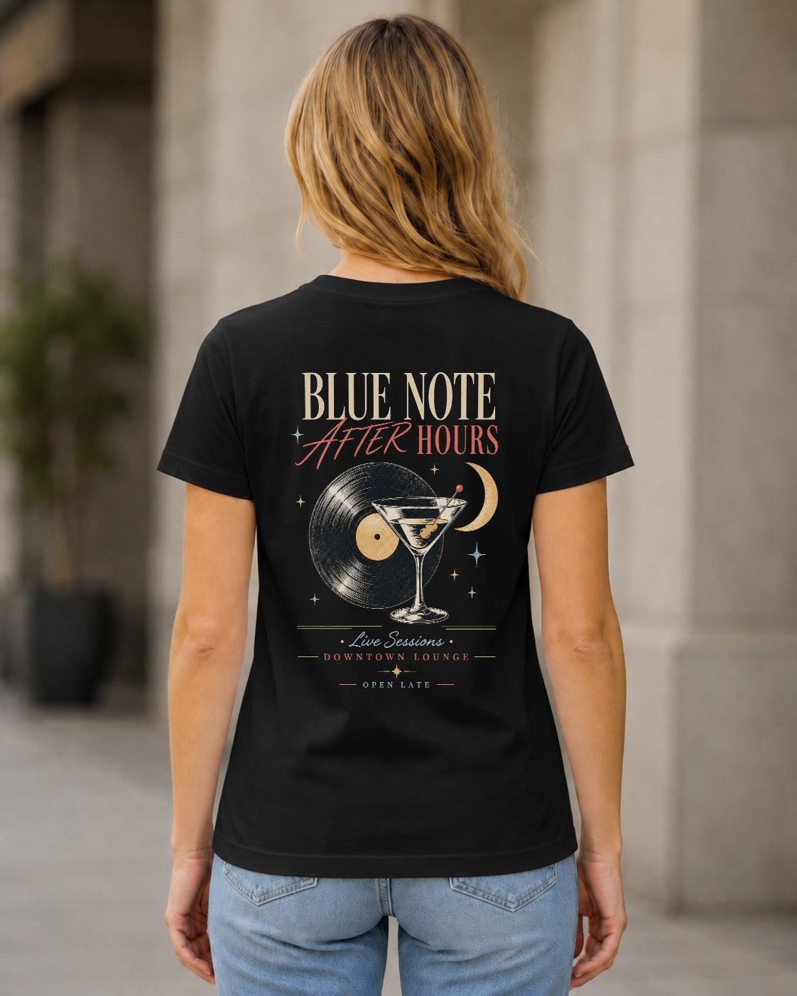 Blue Note After Hours T-Shirt – Frauen Shirt Schwarz, Rückenprint