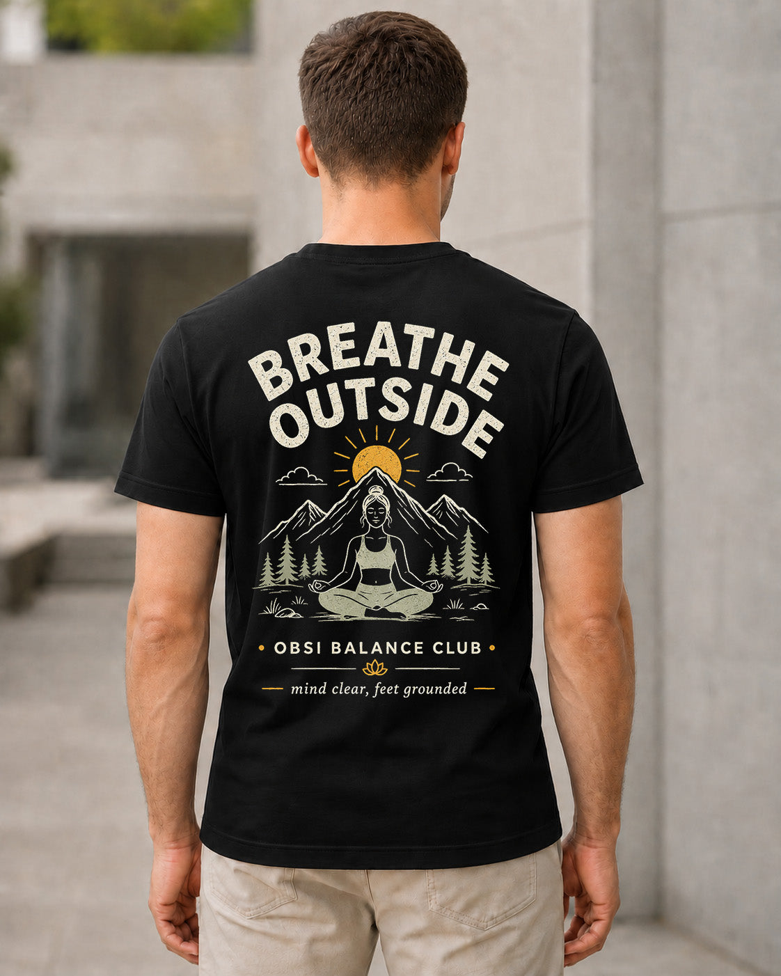 Breathe Outside T-Shirt – Bio-Baumwolle Shirt Schwarz, Rückenprint
