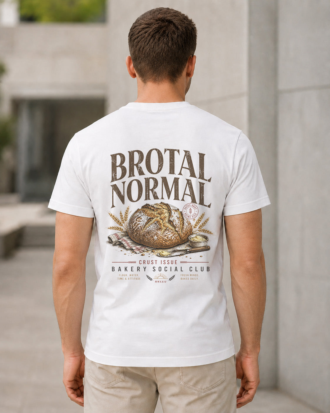 Brotal Normal T-Shirt – Bio-Baumwolle Shirt Weiss, Rückenprint