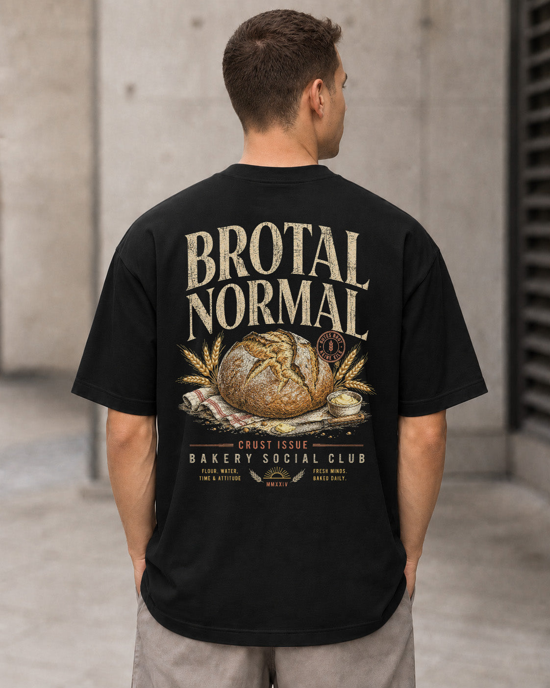 Brotal Normal T-Shirt – Heavyweight Oversize Shirt Schwarz, Rückenprint