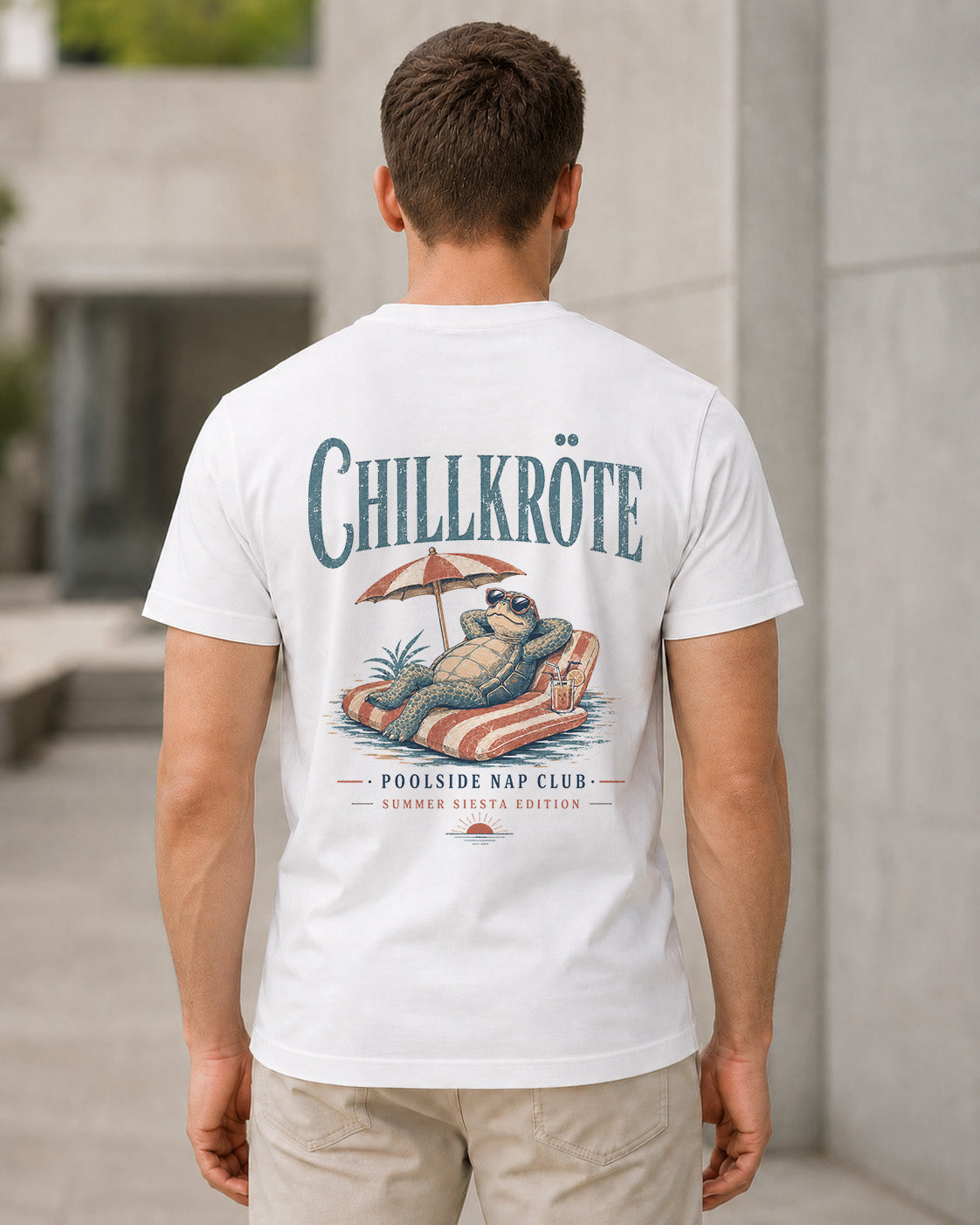 Chillkröte T-Shirt – Bio-Baumwolle Shirt Weiss, Rückenprint