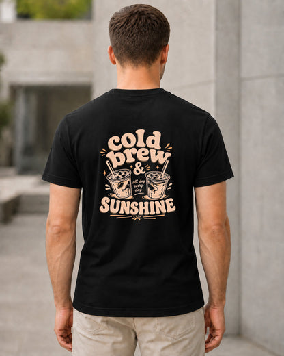 Cold Brew T-Shirt – Bio-Baumwolle Shirt Schwarz, Rückenprint
