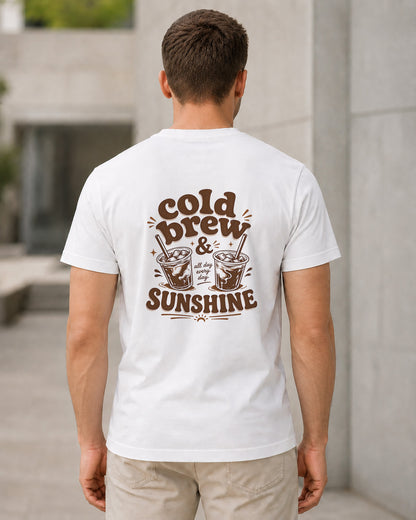 Cold Brew T-Shirt – Bio-Baumwolle Shirt Weiss, Rückenprint