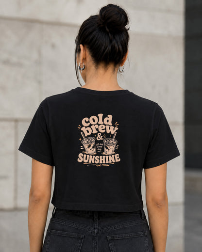 Cold Brew T-Shirt – Frauen Crop Shirt Schwarz, Rückenprint