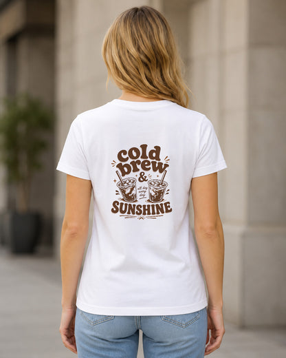 Cold Brew T-Shirt – Frauen Shirt Weiss, Rückenprint