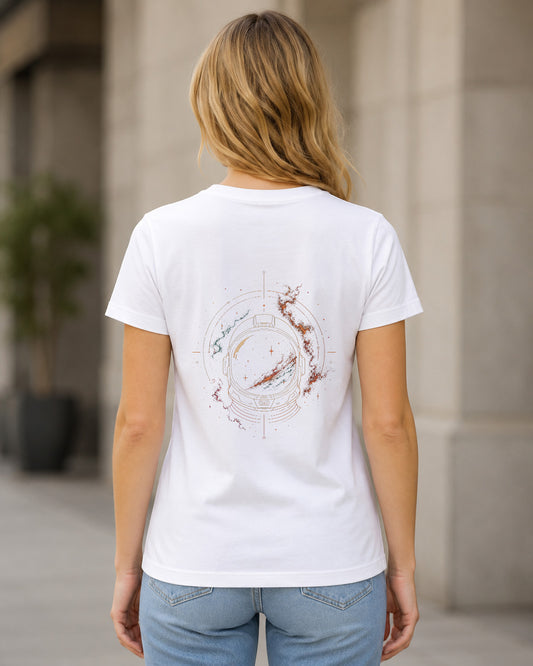 Comet Ring T-Shirt – Frauen Shirt Weiss, Rückenprint