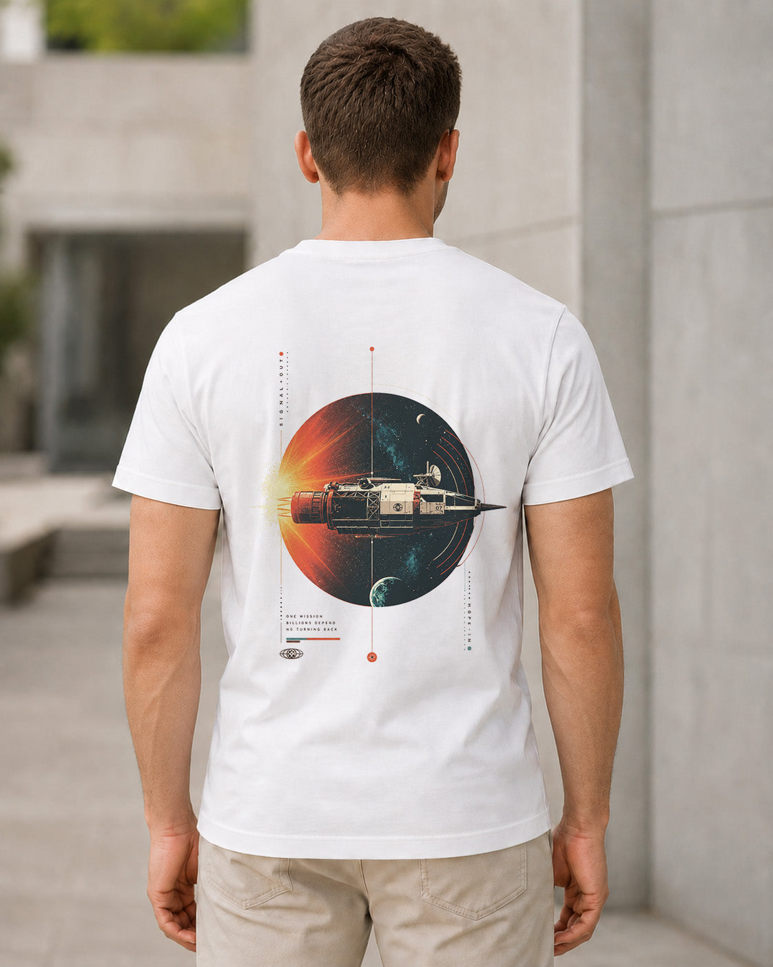 Cosmic Voyager T-Shirt – Bio-Baumwolle Shirt Weiss, Rückenprint