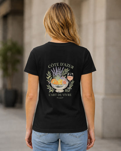 Côte d'Azur T-Shirt – Frauen Shirt Schwarz, Rückenprint