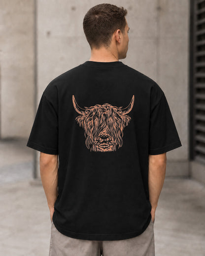 Cow T-Shirt – Heavyweight Oversize Shirt Schwarz, Rückenprint