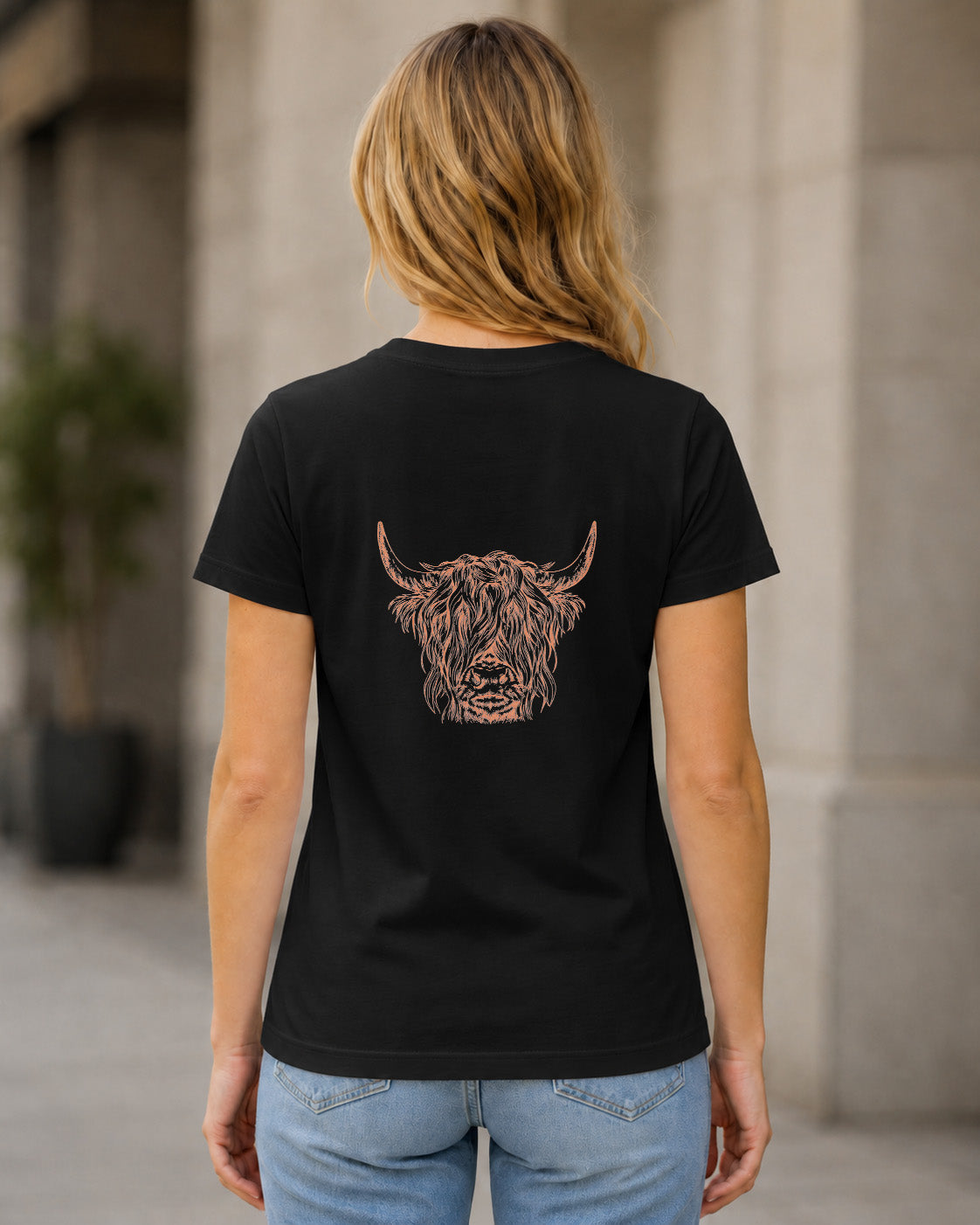 Cow T-Shirt – Frauen Shirt Schwarz, Rückenprint