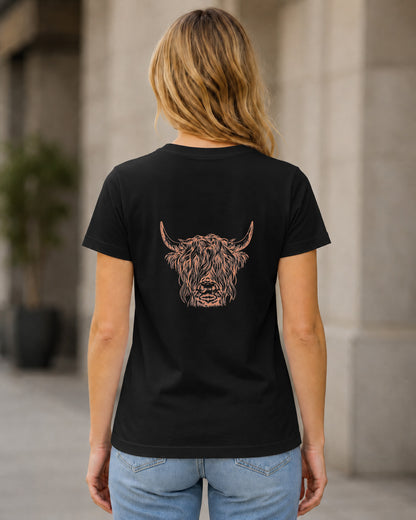 Cow T-Shirt – Frauen Shirt Schwarz, Rückenprint