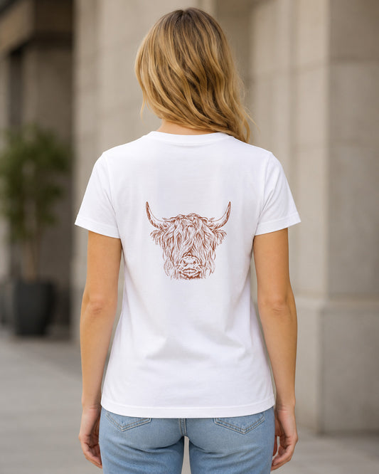 Cow T-Shirt – Frauen Shirt Weiss, Rückenprint