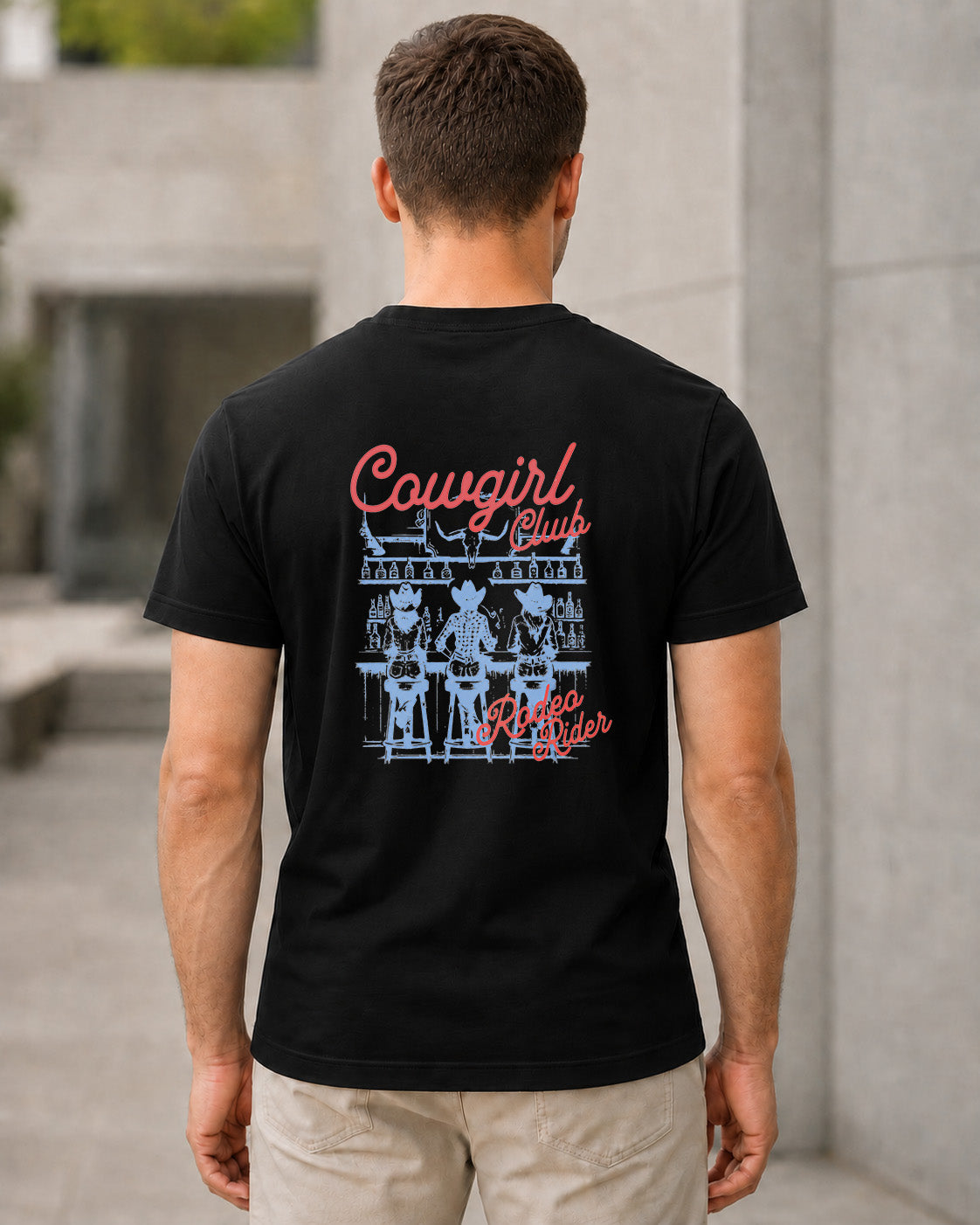 Cowgirl Club T-Shirt – Bio-Baumwolle Shirt Schwarz, Rückenprint