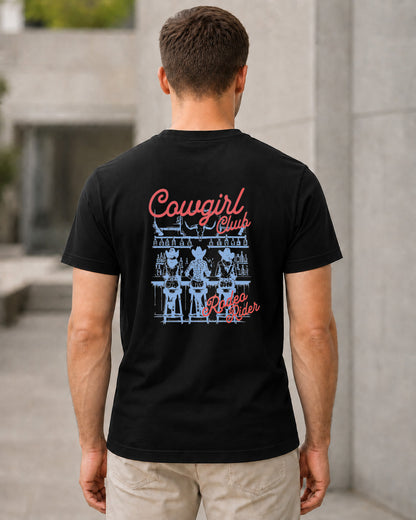 Cowgirl Club T-Shirt – Bio-Baumwolle Shirt Schwarz, Rückenprint
