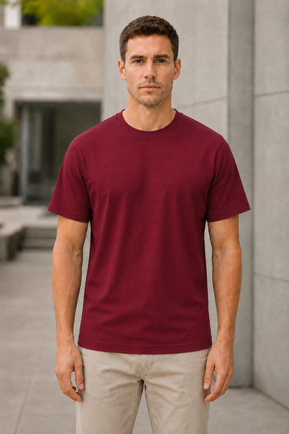 OBSI Daily blank Tee – Bio-Baumwolle Cranberry