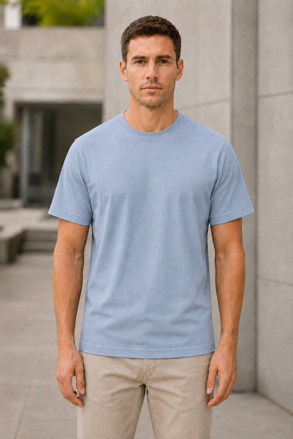 OBSI Daily blank Tee – Bio-Baumwolle Misty Blue
