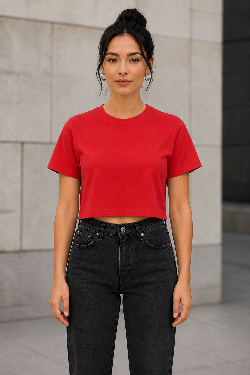 OBSI Daily Blank Tee – Frauen Crop Shirt City Red