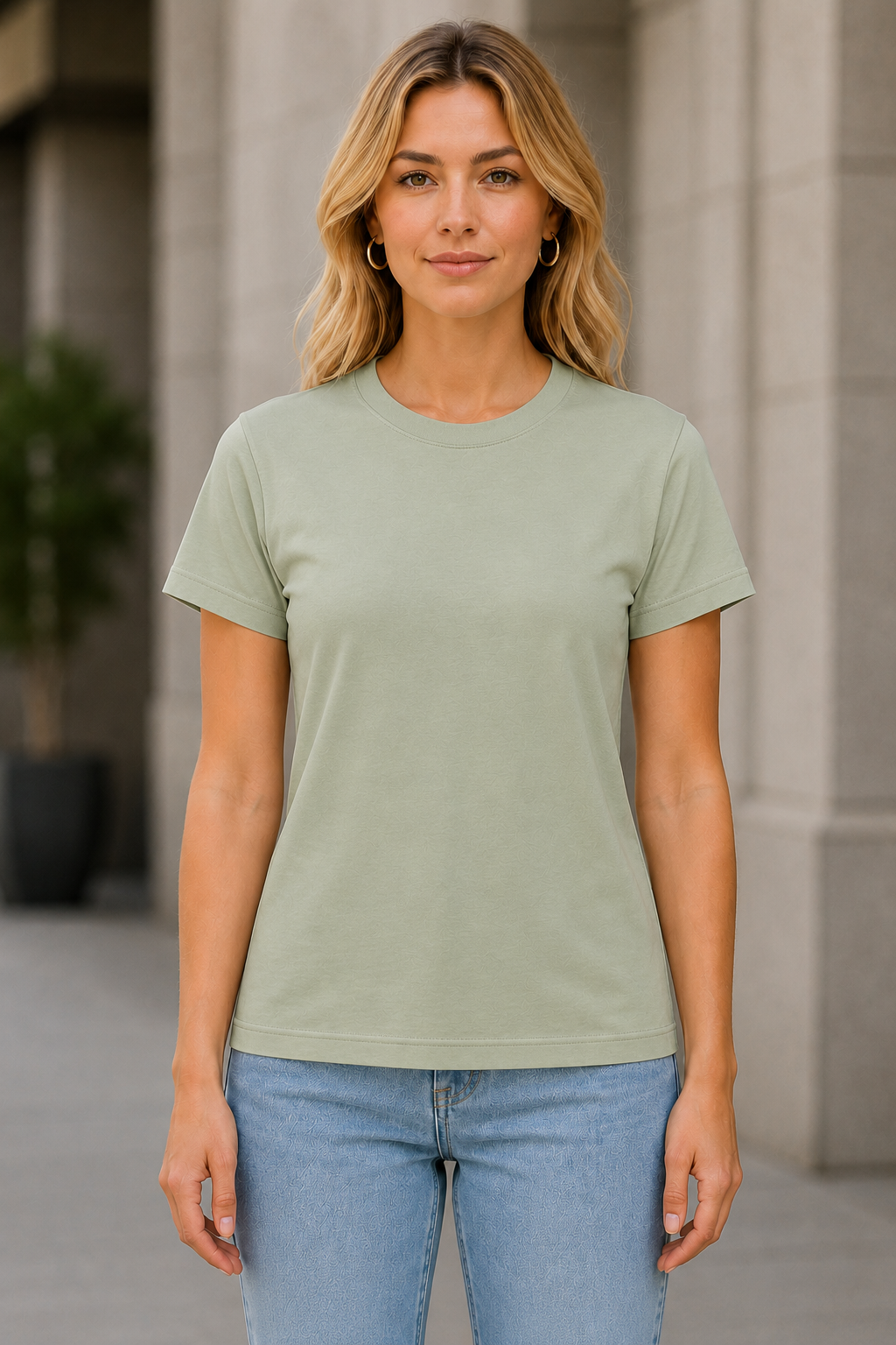 OBSI Daily Blank Tee – Frauen Shirt Soft Salvia