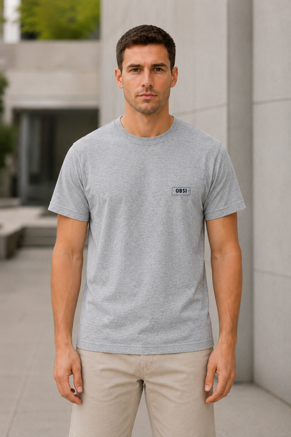 OBSI Daily Logo Tee – Bio-Baumwolle Shirt Heather Grey