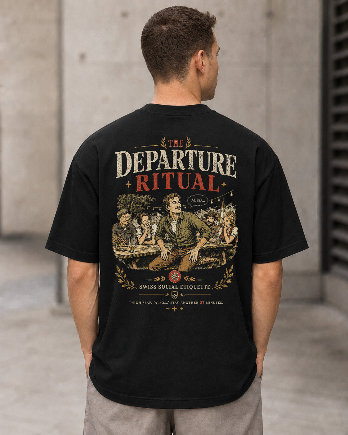 Departure Ritual T-Shirt – Heavyweight Oversize Shirt Schwarz, Rückenprint