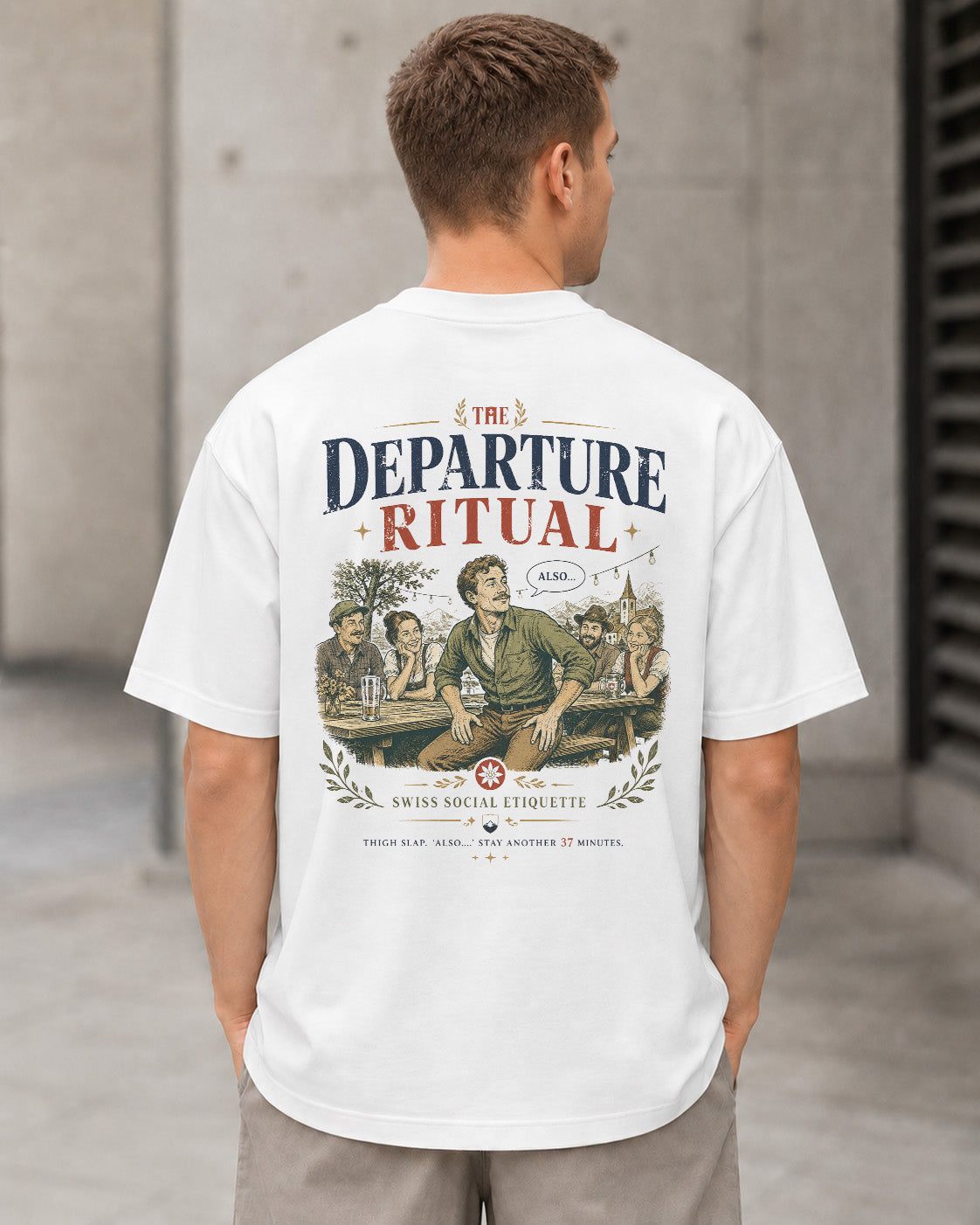 Departure Ritual T-Shirt – Heavyweight Oversize Shirt Weiss, Rückenprint