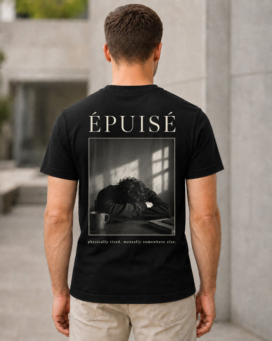 Épuisé T-Shirt – Bio-Baumwolle Shirt Schwarz, Rückenprint