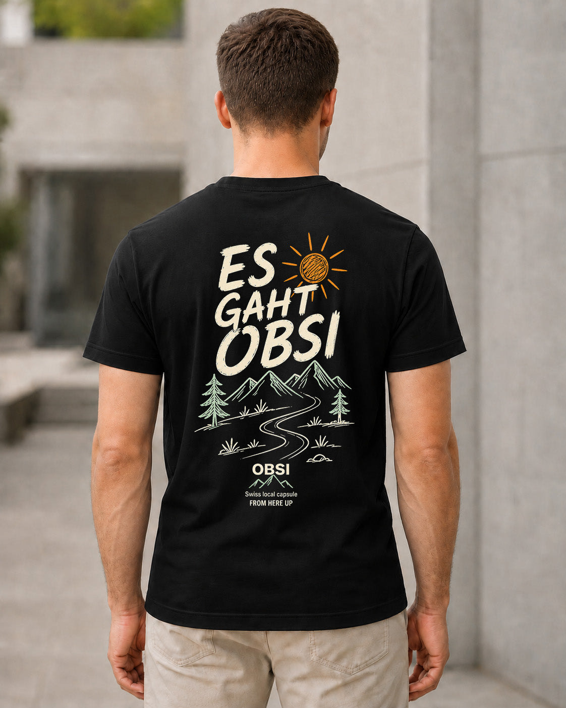 Es Gaht Obsi T-Shirt – Bio-Baumwolle Shirt Schwarz, Rückenprint