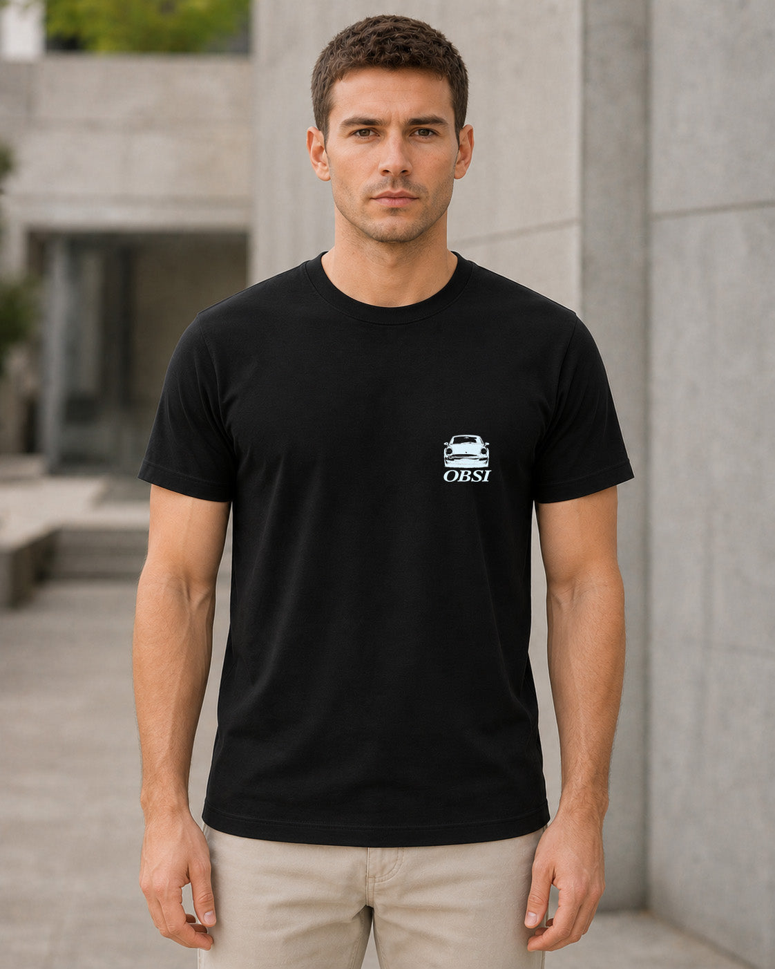 Flat-Six T-Shirt – Bio-Baumwolle Shirt Schwarz, Frontansicht