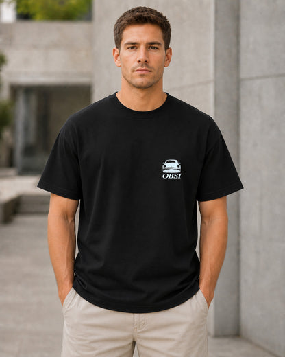 Flat-Six T-Shirt – Heavyweight Oversize Shirt Schwarz, Frontansicht