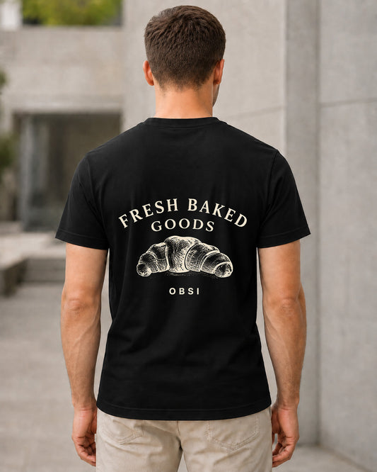 Fresh Baked Goods T-Shirt – Bio-Baumwolle Shirt Schwarz, Rückenprint