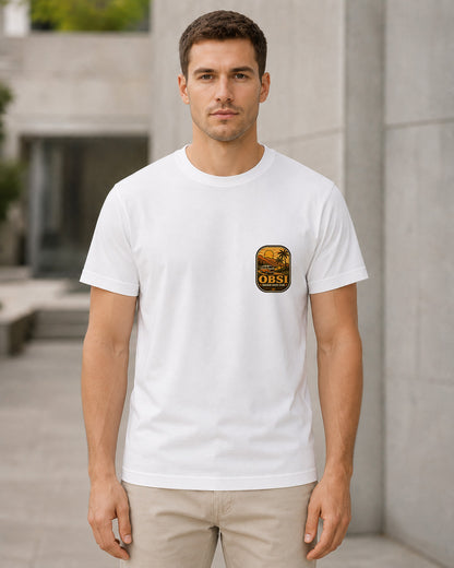 Golden Hour Club T-Shirt – Bio-Baumwolle Shirt Weiss, Frontansicht