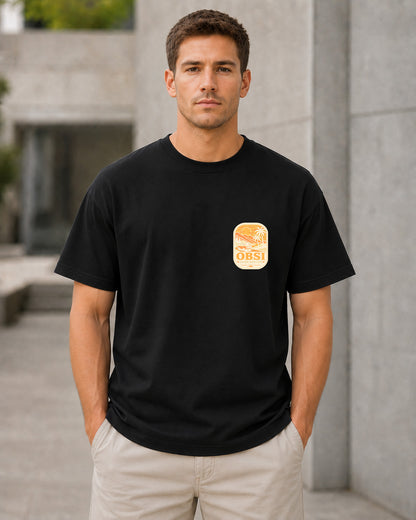 Golden Hour Club T-Shirt – Heavyweight Oversize Shirt Schwarz, Frontansicht