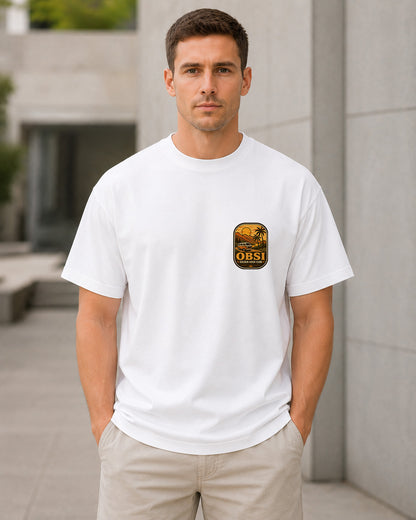 Golden Hour Club T-Shirt – Heavyweight Oversize Shirt Weiss, Frontansicht