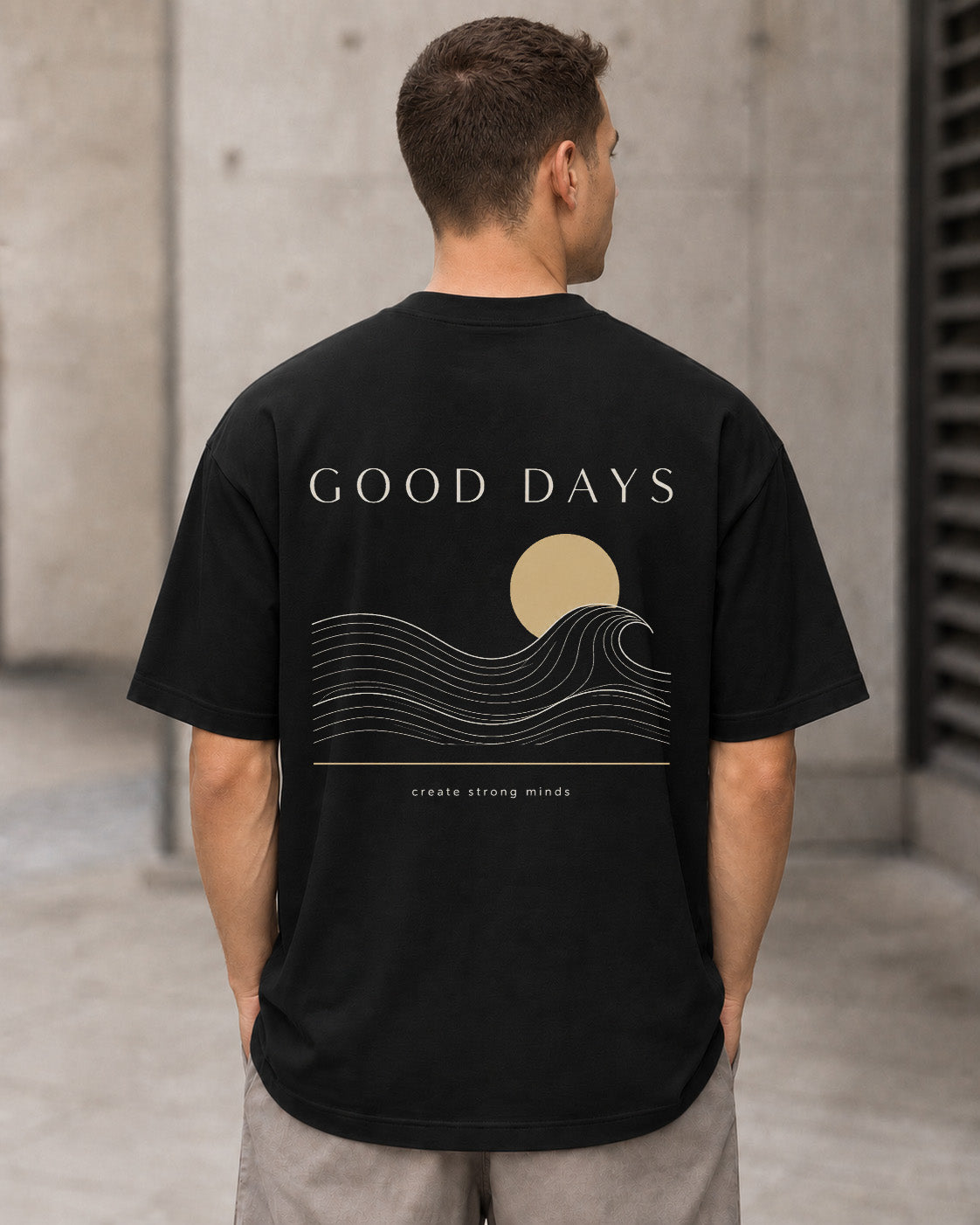 Good Days T-Shirt – Heavyweight Oversize Shirt Schwarz, Rückenprint