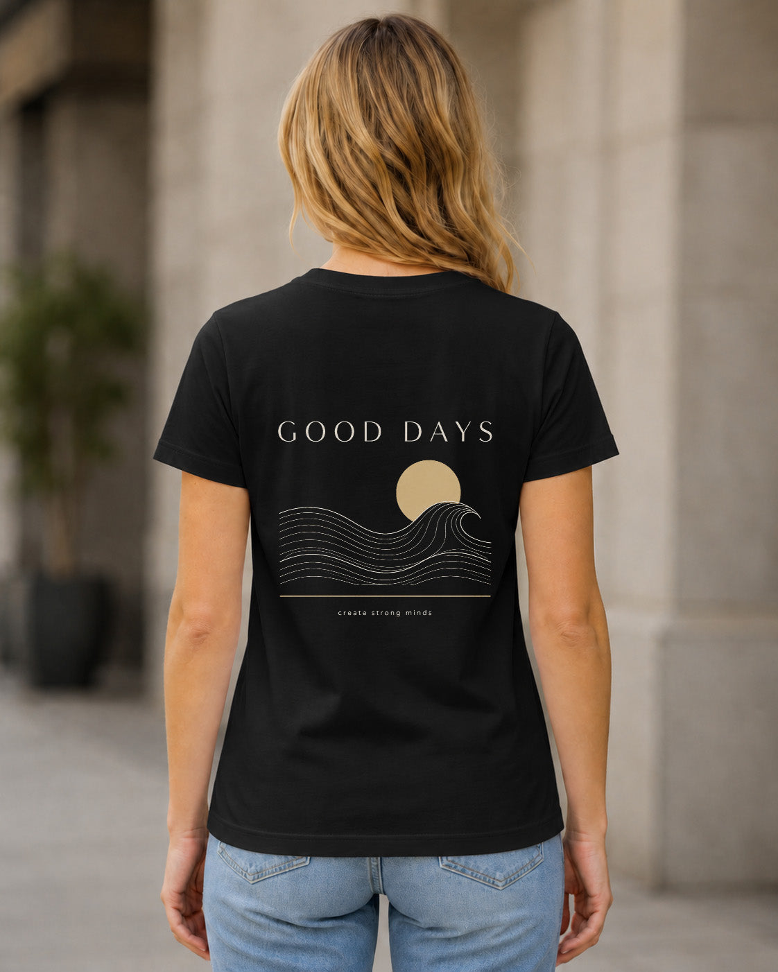 Good Days T-Shirt – Frauen Shirt Schwarz, Rückenprint